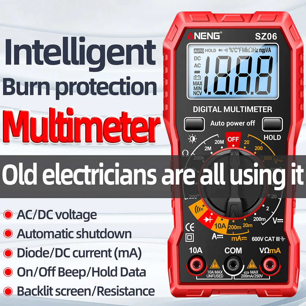 Multimeter met CAT II beveiligingsnorm