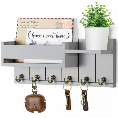 Decoratie woonkamer accessoires - Muurrek met haken en opbergvakken voor een georganiseerde entree