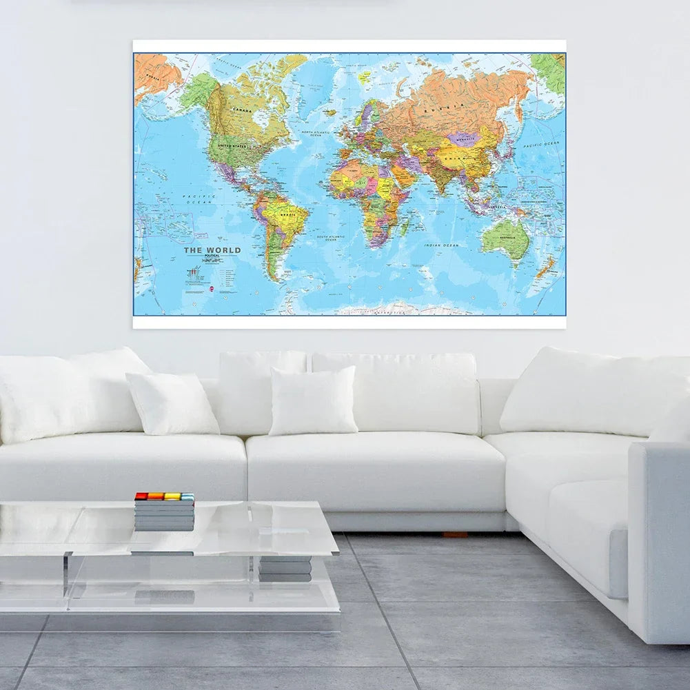 Wereldkaart op glasplaat – Modern en strak