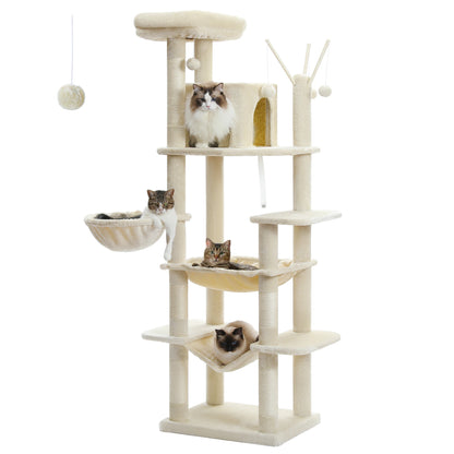 Houten kattenpaal met hangmat – Natuurlijk en rustgevend