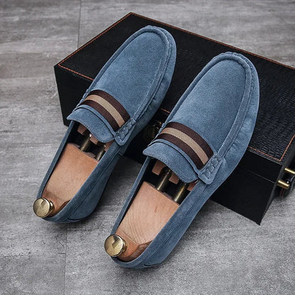 Heren slippers met leren voetbed