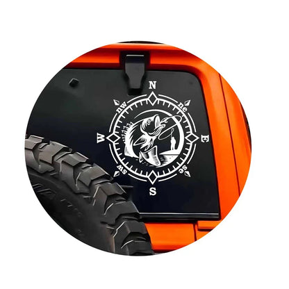 Auto stickers - Compass Design met Vissende Vis voor Avonturiers