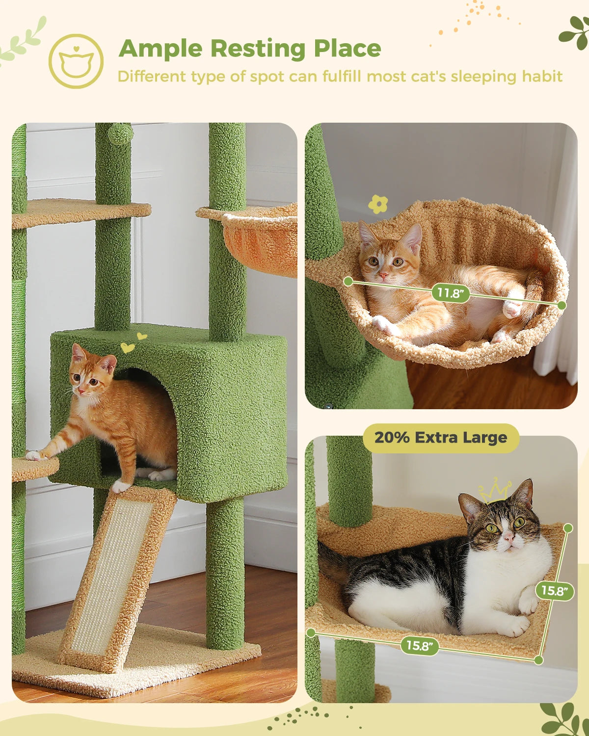Krabpaal voor meerdere katten met hout – Ruimte en rust