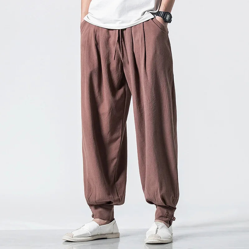 Linnenmix broek heren met knopen – Details maken het verschil
