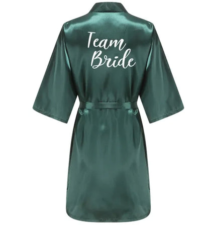 Ochtendjas dames zomer - Elegante zijde met gouden opdruk voor bruiloft