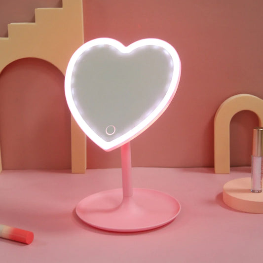 Unieke Hartvormige Make-Up Spiegel Met Verlichting - Styling en Functioneel Ontwerp