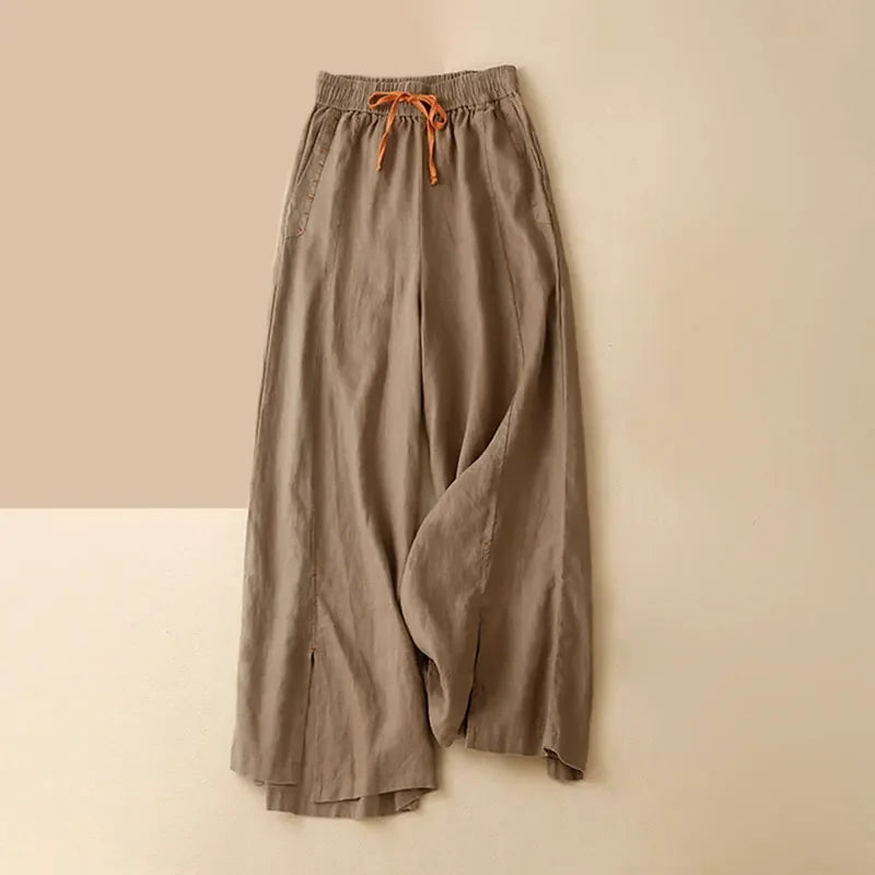 H&M linnen broek dames cropped model – Luchtig en modern