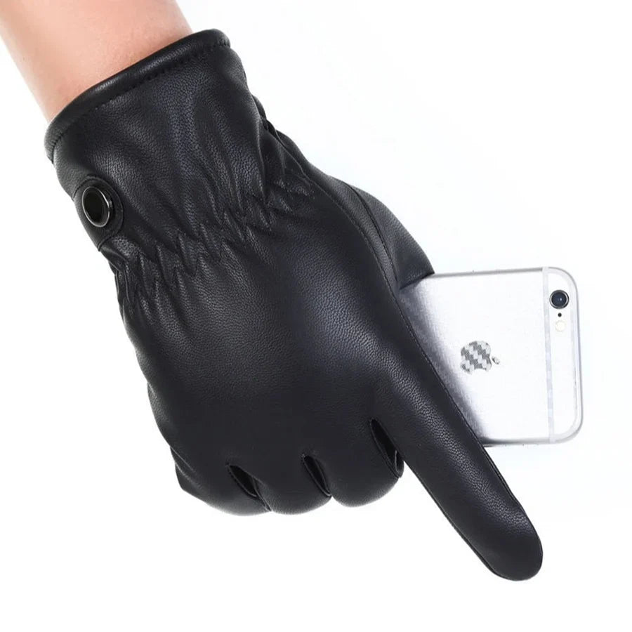 Motor handschoenen voor heren van leer