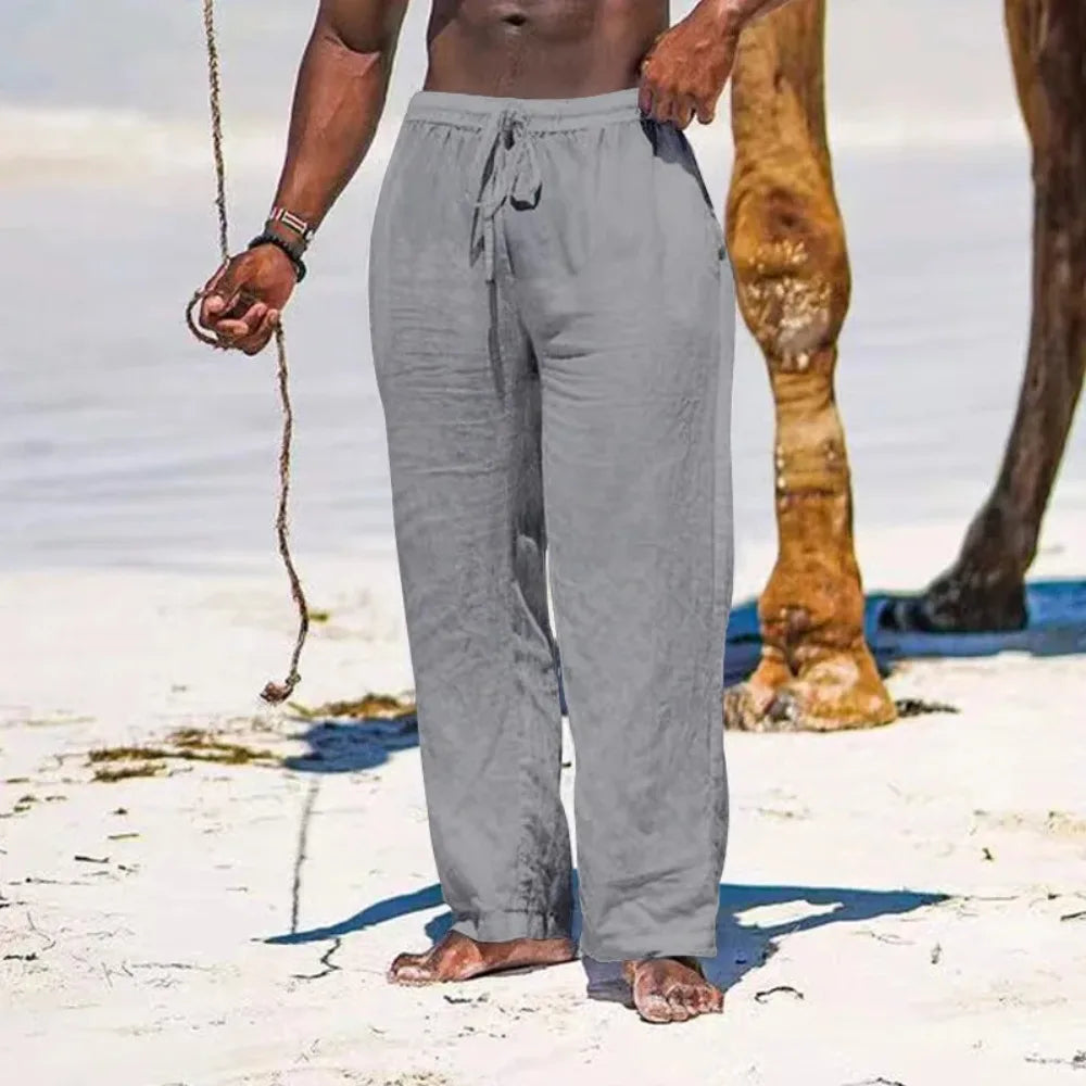 Linnen broek man in natuurlijke kleur – Voor een rustige look