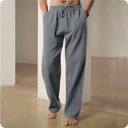 Linnen broek mannen met koordsluiting – Sportieve afwerking
