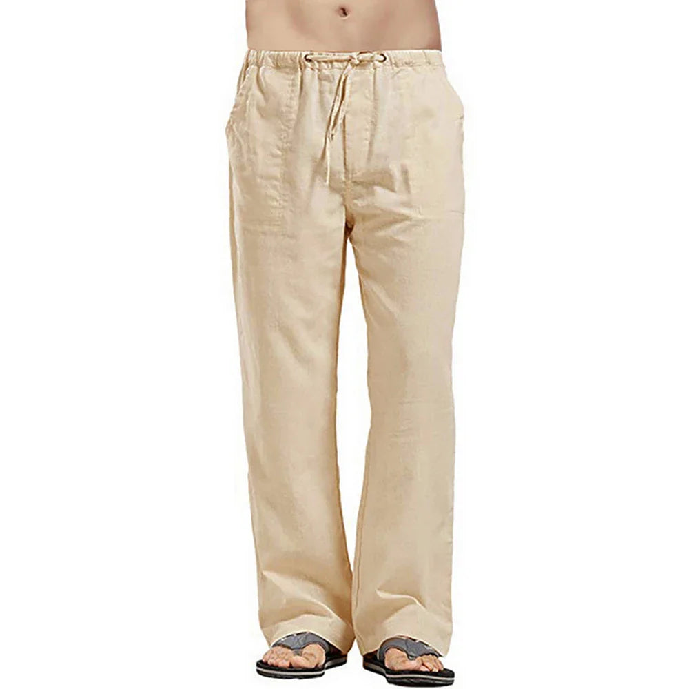 Linnen broek mannen met kreukel-effect – Relaxte stijl