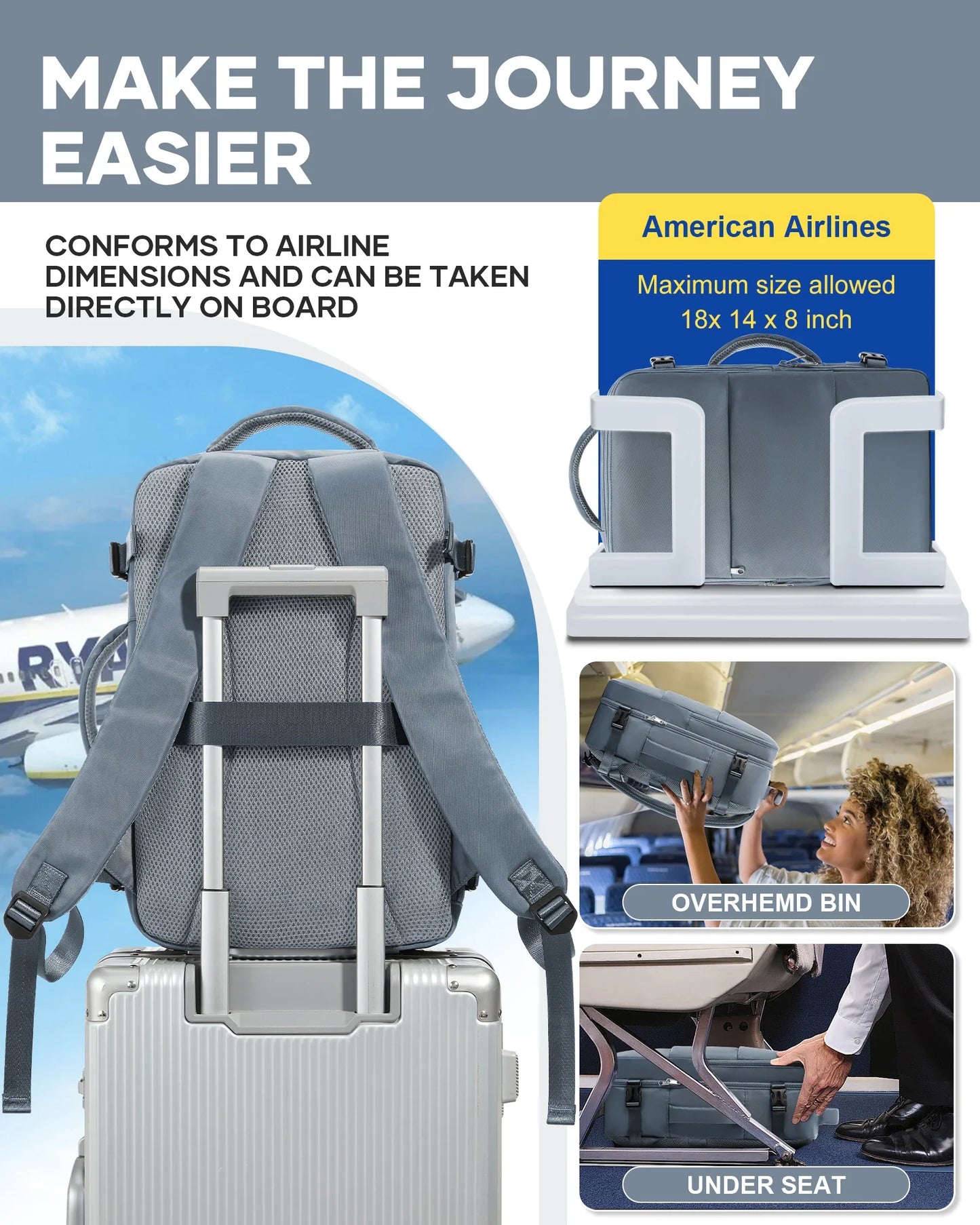 Handbagage rugzak met USB-poort – Opladen onderweg