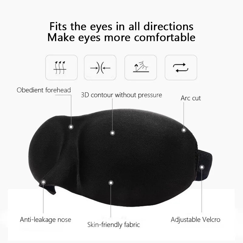 Slaapmasker met 3D-vorm voor drukvrije ogen