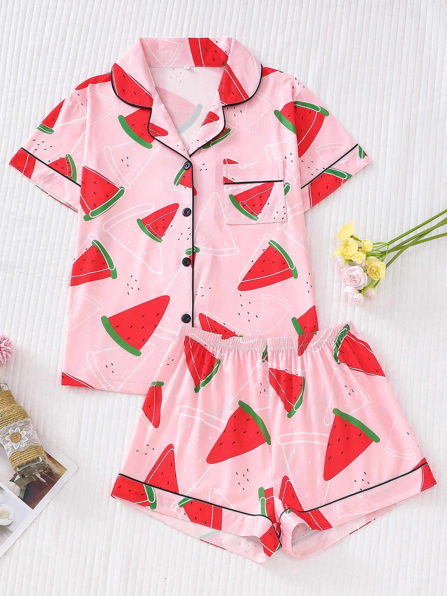 Dames pyjama winter met warme fleece voering