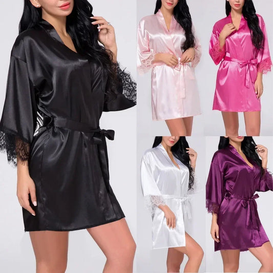 Ochtendjas dames zwart - Elegante zijde voor een ontspannen ochtend