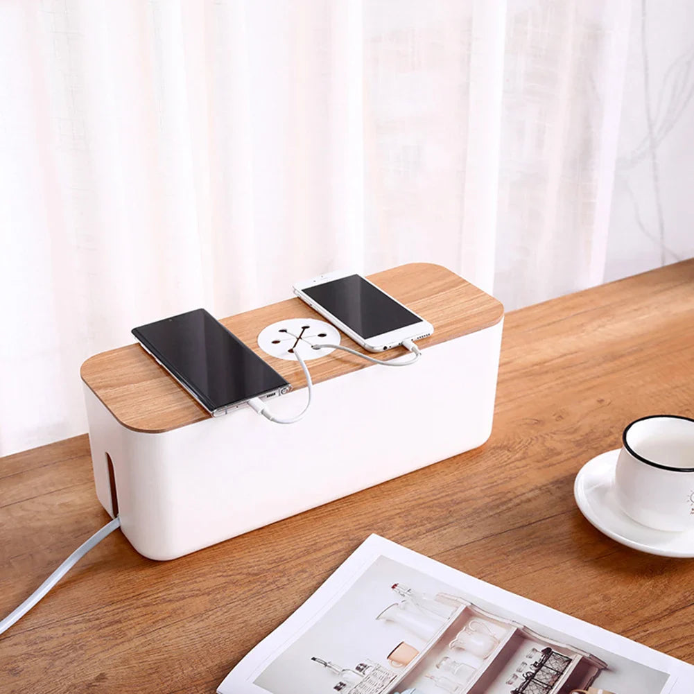 Kabel organizer in stoffen doos – Warm en huiselijk
