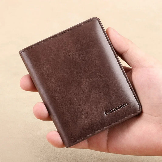 Luxe leren portemonnee heren klein formaat – Premium afwerking
