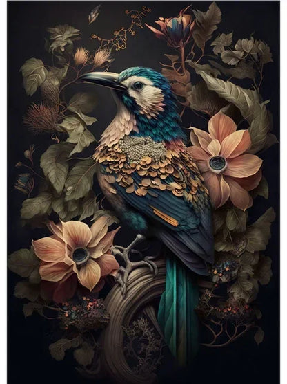Wandposter met bloemen in vaas