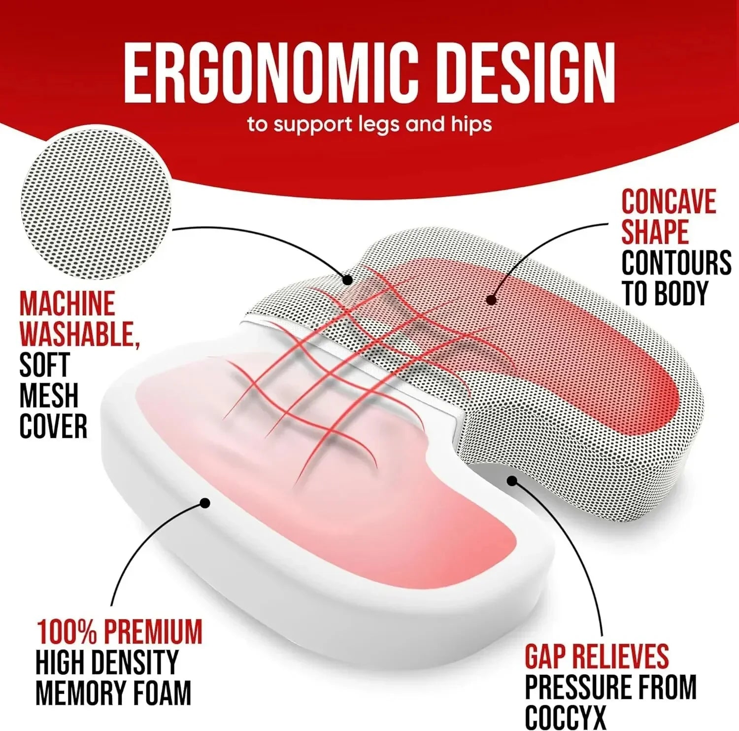 Compact medisch zitkussen met memory foam