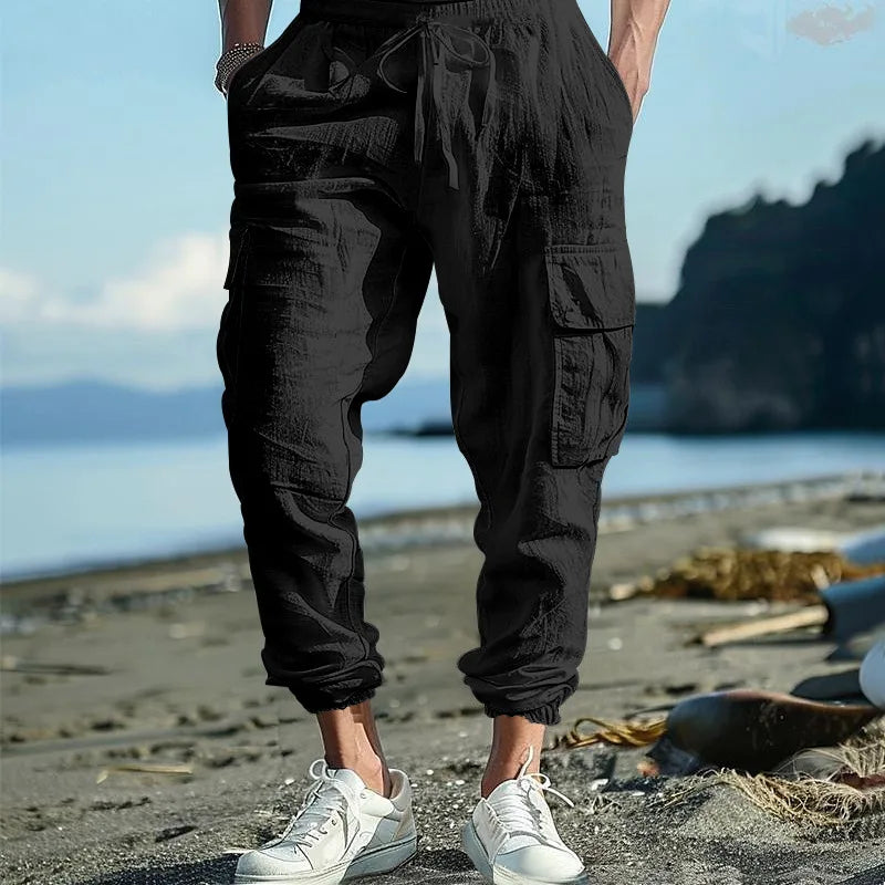 Linnen broek heren met zachte wassing – Relaxed effect