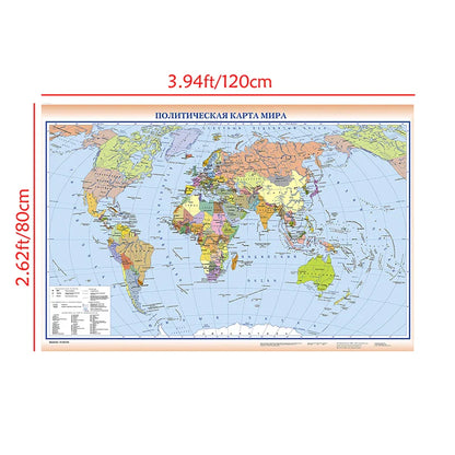 Wanddecoratie wereldkaart met linnen structuur