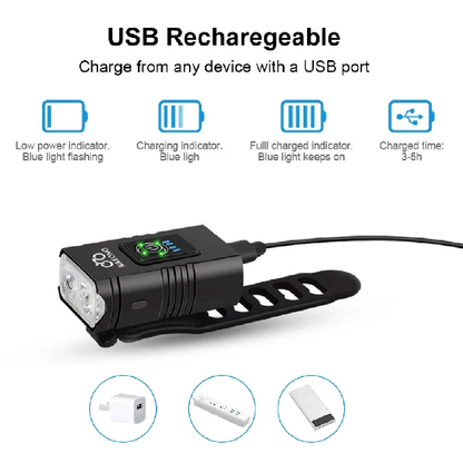LED fietslamp met brede lichtbundel