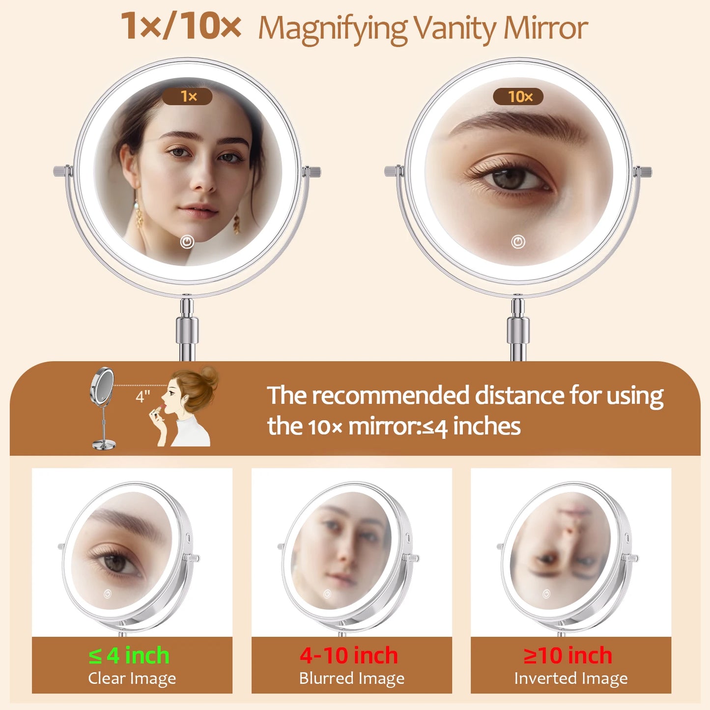 Grote make-up spiegel met verlichting en standaard – Professioneel en stabiel