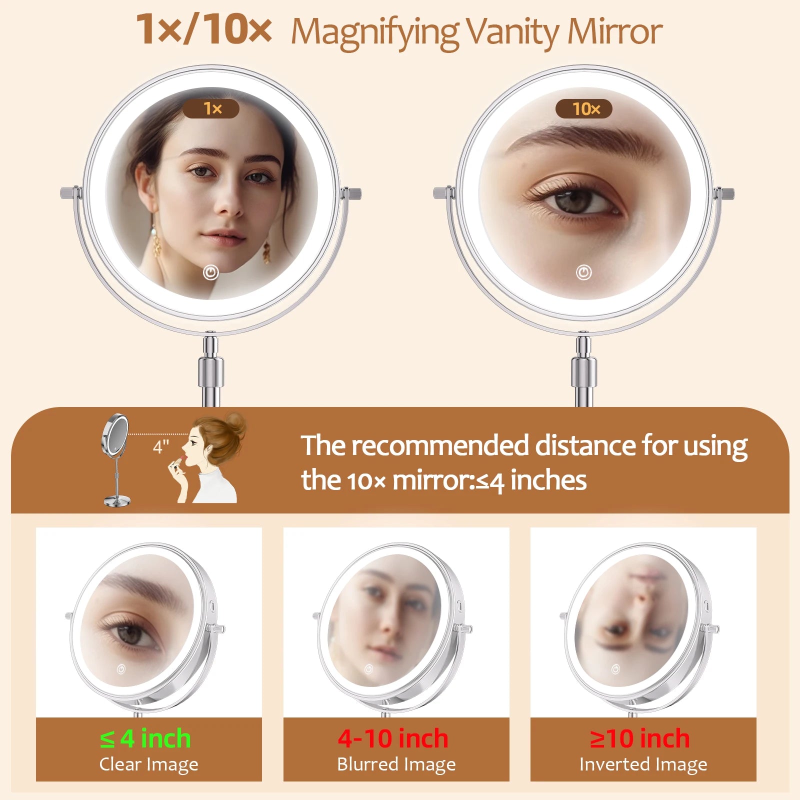 Grote make-up spiegel met verlichting en standaard – Professioneel en stabiel