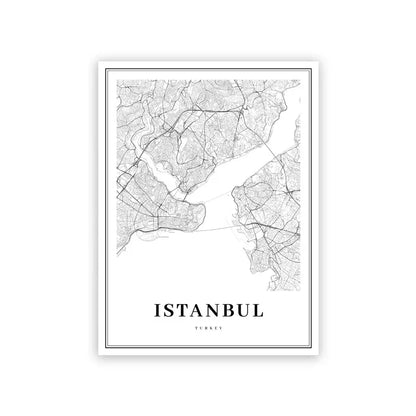 Wereldkaart als zwart-wit wanddecoratie – Tijdloze keuze