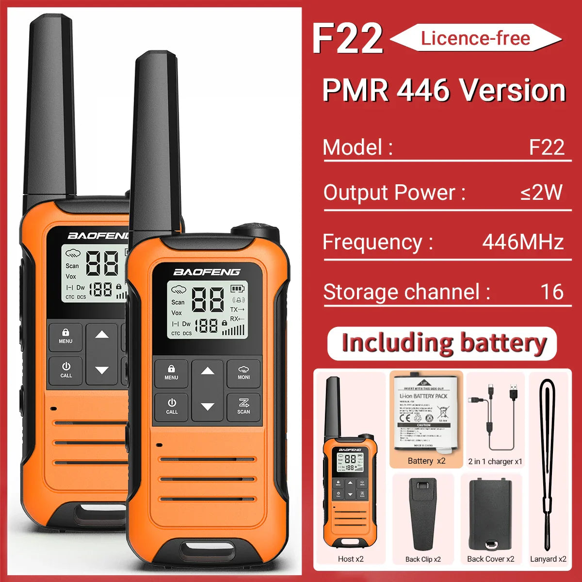 Walkie talkie met dubbele voedingsoptie