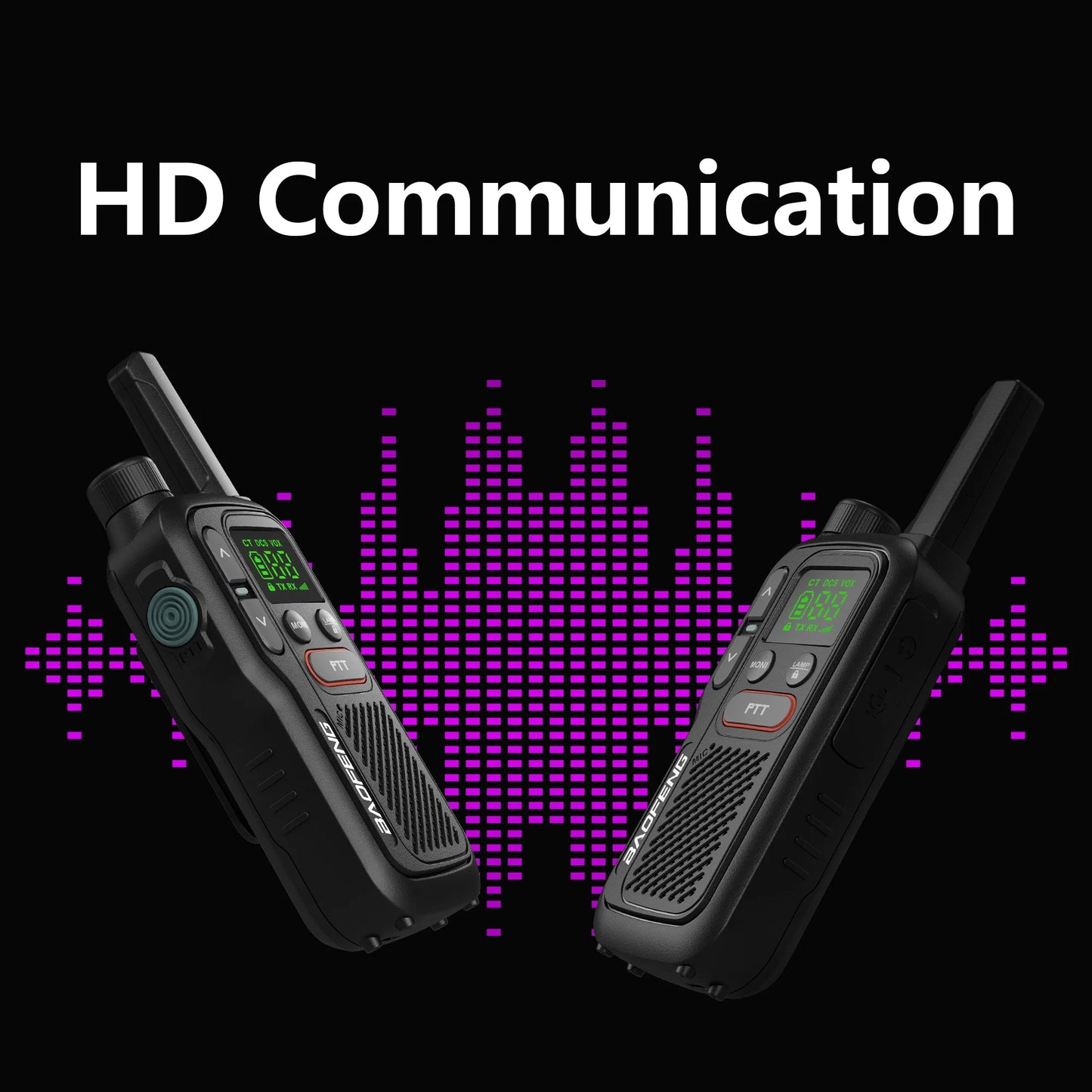 Walkie talkie met riemclip en volumeknop