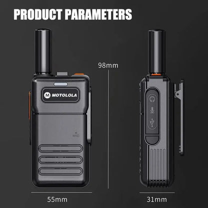 Walkie talkie met zaklamp en kompas