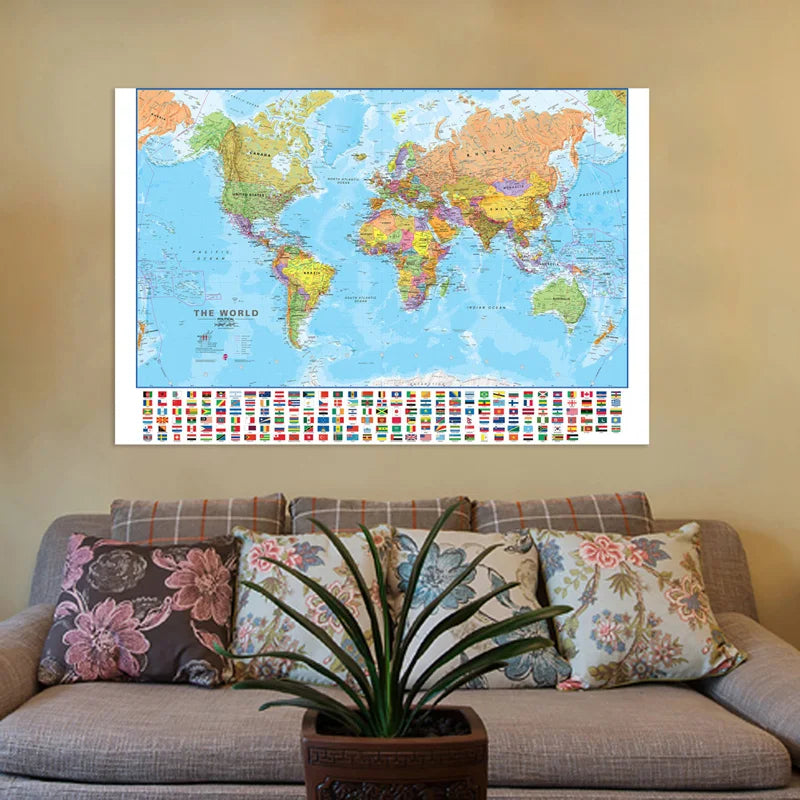 Wereldkaart op glasplaat – Modern en strak