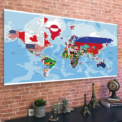 Wereldkaart op canvasdoek – Hoge kwaliteit print