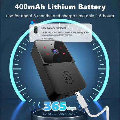Draadloze video deurbel met oplaadbare batterij