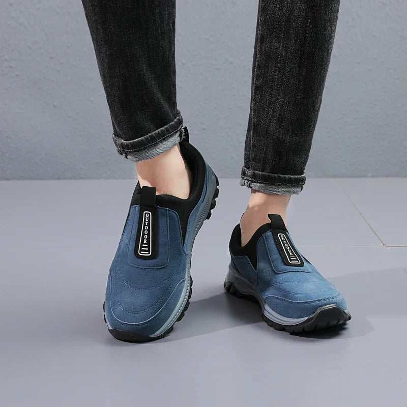 Heren slippers met leren voetbed