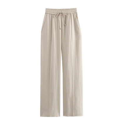 C&A linnen broek dames met strikband – Vrouwelijk accent