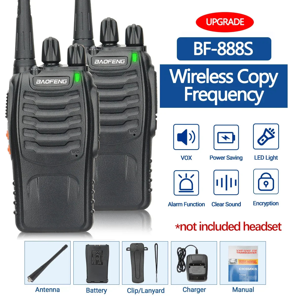 Walkie talkie met LCD-scherm en volumeregeling