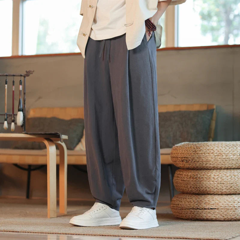 Linnen broek mannen met geruite structuur – Unieke look