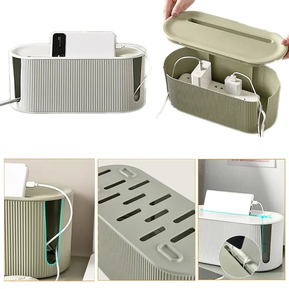 Kabel organizer in stoffen doos – Warm en huiselijk