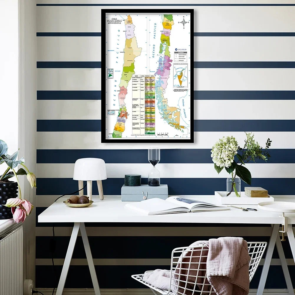 Wereldkaart in zwart op wit canvas – Minimalistisch chic