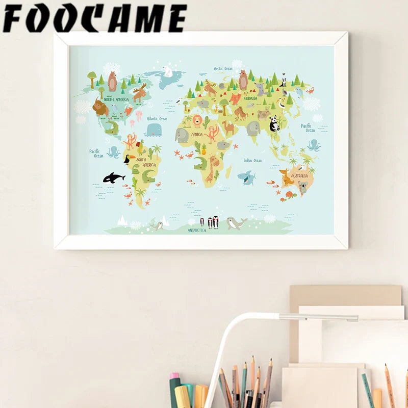 Wereldkaart als fotoprint – Realistische wereldweergave