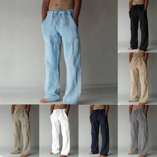 Linnen broek mannen met gerafelde zoom – Trendy afwerking