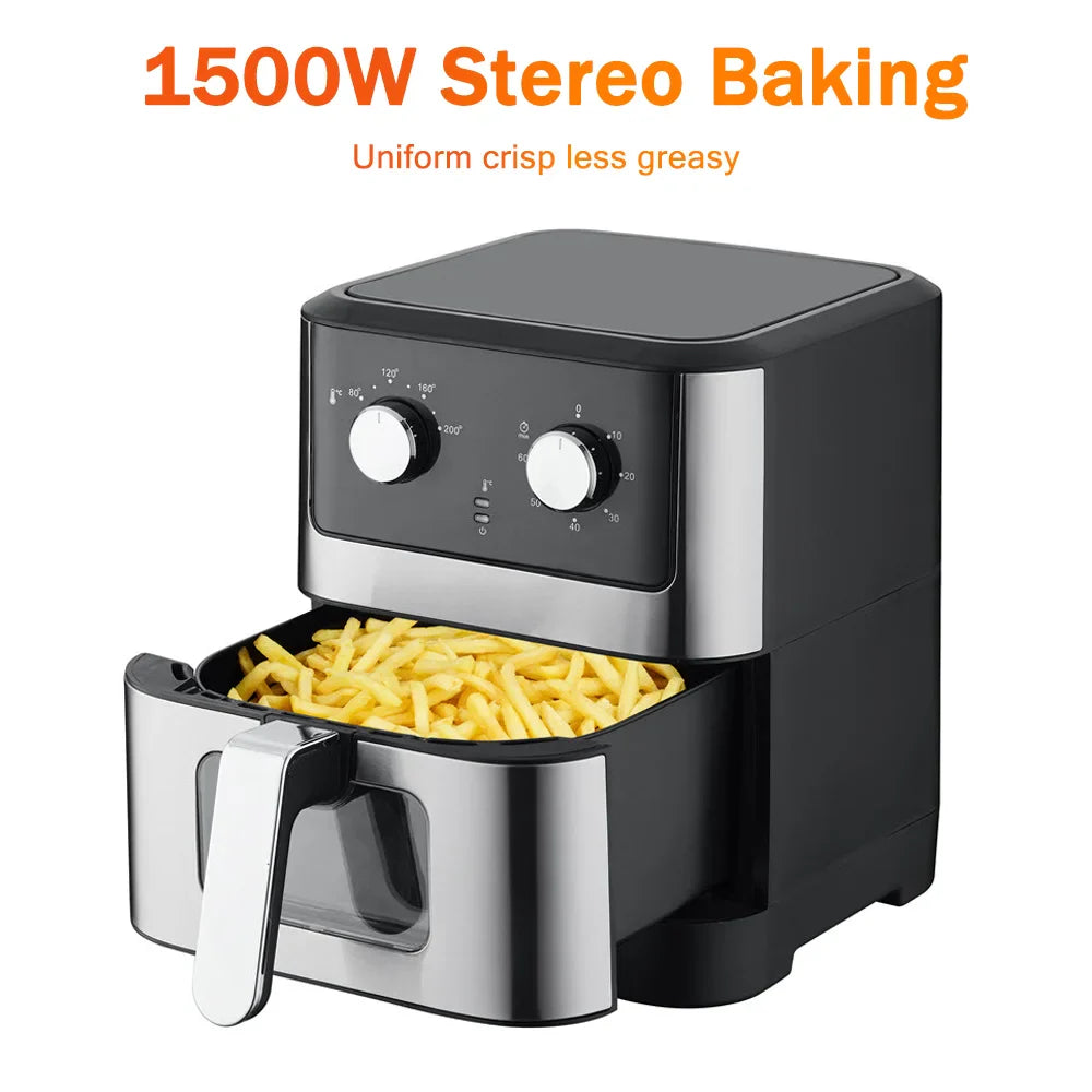 Airfryer XXL - Zilverkleurige elegantie voor gezond en snel koken