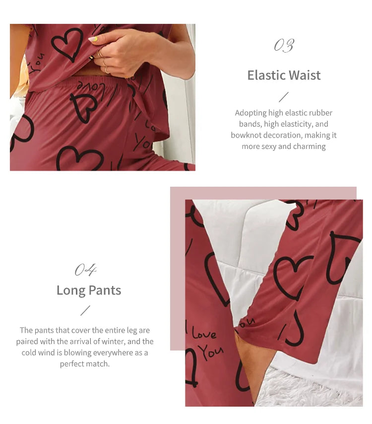 Dames pyjama met schattige patronen
