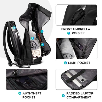 Rugzak als handbagage met gewatteerde laptophoes