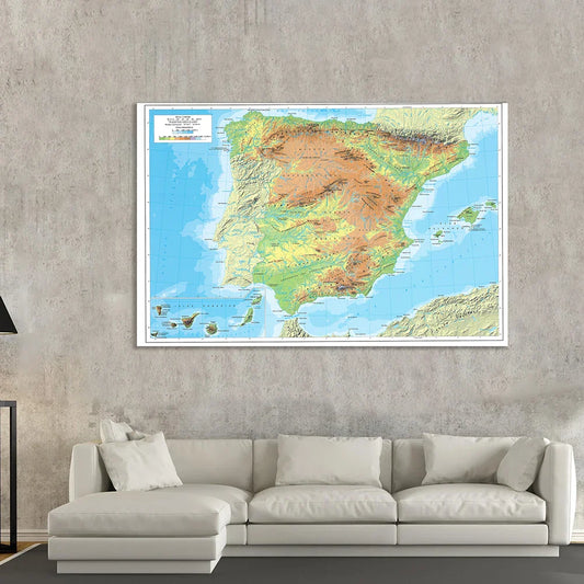 Wereldkaart in zwart op wit canvas – Minimalistisch chic
