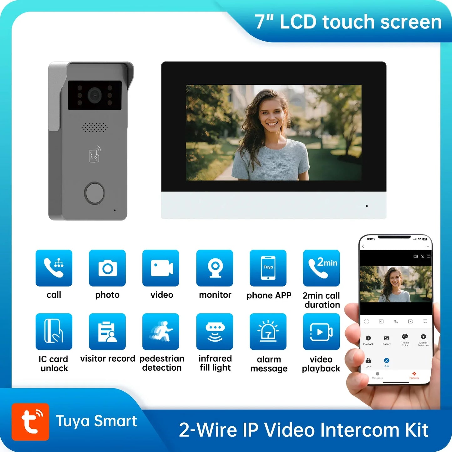 Draadloze deurbel met video en bewegingsmelding