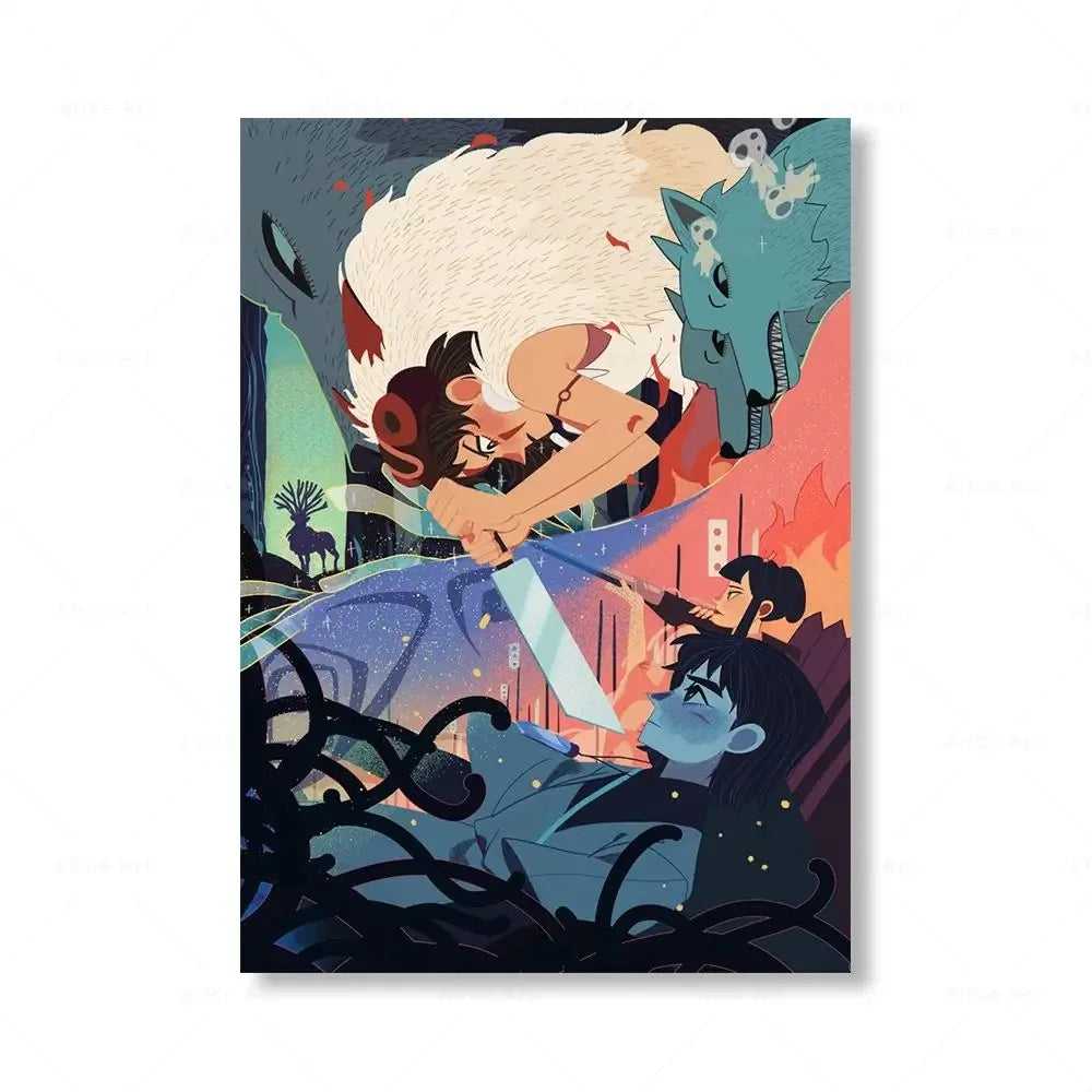 Poster met zachte penseellijnen