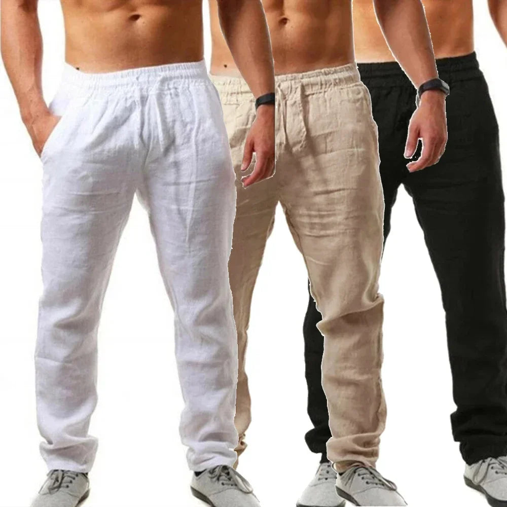 Linnen broek mannen met hoge taille – Trendy en klassiek